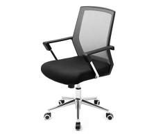 SONGMICS Silla Giratoria de Oficina, Silla de Escritorio de Malla, Marco de Acero Cromado, Regulable en Altura, con Función de Inclinación, Máx. Capacidad de Carga de 150 kg, Gris y Negro OBN83GY