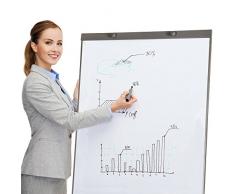TecTake - Pizarra Rotafolios de oficina, magnética, blanca, ajustable en altura (65 x 95 cm + 12)