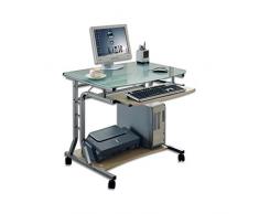 OEM de escritorio para ordenador compacto de metal y cristal con ruedas