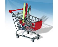 Outletdelocio. Portalapices de escritorio. Carrito de compra, metálico, miniaturizado