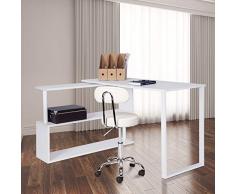 E-starain Mesa de Ordenador Escritorio en Forma de L para Computadora de Escritorio de Esquina Mesa de Trabajo para el Hogar y la Oficina Ahorre Espacio,Blanco MDF120x50x74cm XDGMZ65ws