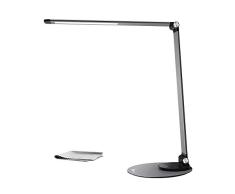 Lámpara de escritorio LED TaoTronics (ultra-delgada, aluminio aleado, protección a la vista, 6 Brillo 3 modos de color, función de memoria inteligente, puerto de carga USB, energéticamente eficiente)