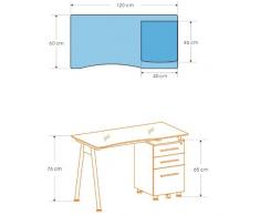 hjh OFFICE 673945 NERO - Mesa de Ordenador negro / en cristal negro templado / plateado con cajonera