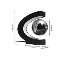 Moderno C Creativo Forma Lámparas de Mesa Levitación magnética Globo Flotante Mapa del Mundo con luz LED de Colores for la decoración del Escritorio, Negro, lámparas de Escritorio Oficina