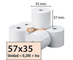 100 Rollos de Papel Térmico 57x35