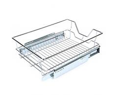 Organizador de armario enrollable, apilable, para debajo del fregadero, con cesta deslizante, cajón para cocina y baño, cromado 600mm/20.3 * 17.3 *5.3