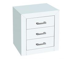 Dogar Kynus- - Mesita de 3 cajones, 55 x 50 x 35 cm, madera, color blanco mate