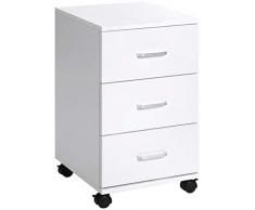 ts-ideen - Cajonera con ruedas (3 cajones, madera, 60 x 35 cm), color blanco