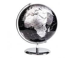 Exerz 20cm Globo Terráqueo - en Inglés - Decoración de escritorio educativa/geográfica/moderna - Con una base de metal - Negro Metálico - Diámetro: 20cm