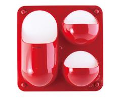 EXERZ EX883 Contenedor modular multi-función/ Organizador de oficina - Tamaño: 21x21 CM - Puede colgarse atornillándolo a la pared/ pegándolo a la pared/ colgándolo a un soporte/ usando imanes (Rojo)