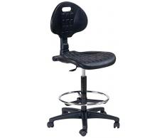 Topsit IND102 - Silla de trabajo con ruedas (alta, con reposapiés, PU)