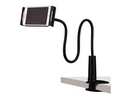 DXIA Soporte para Télefono Móvil, Soporte Tablet, Cuello de Cisne, Brazo Largo, Flexible, Soporte para Tablet, Universal Clip Cuello Soporte Giratorio Montaje, 100cm de Longitud Total (Negro)
