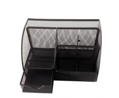 PIXNOR - Organizador Contenedor de papelería de malla portalápices para escritorio de la oficina (Negro)