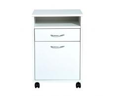 HOMCOM Cajonera tipo Archivador Móvil para Organizar Documentos en Oficina o Hogar Tiene 3 Compartimientos con Ruedas y Freno Color Blanco 40x35x60cm…