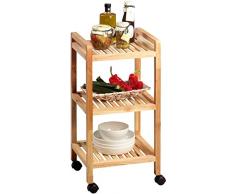 HomeTrends4You 421827 Estantería, 35 x 72 x 31 cm, nogal macizo lubricado, con ruedas