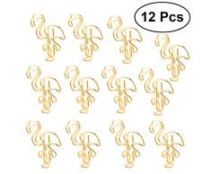TOYMYTOY 12pcs Clips de Papel de Flamingo Portaclips Creativos de Metal para Oficina Escuela (Oro)