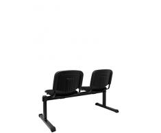 Piqueras y Crespo Bancada de Espera de Dos plazas y Estructura de Hierro en Color Negro - Asiento y Respaldo tapizados en Tejido Aran Color Negro Modelo Montiel