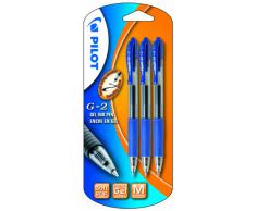 Pilot G2 - Bolígrafo roller retractable (tinta de gel, 3 unidades), color azul