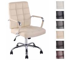CLP Silla De Escritorio Deli Pro En Simil Cuero | Silla Ejecutiva Giratoria & Regulable En Altura I Silla De Oficina con Ruedas I Color: Crema