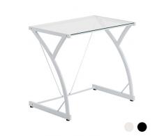 Harbour Housewares Mesa de Trabajo con Superficie de Cristal - Ideal para el Ordenador - Blanco