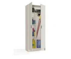 Habitdesign - Armario multiusos escobero de dos puertas, color blanco