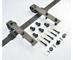 DIYHD 6ft Puerta de granero corredera estilo rústico americano puerta de granero corredera de madera para armario puerta granero herraje colgadocon guía rodamientos deslizantes (6ft-Riel de deslizamiento)