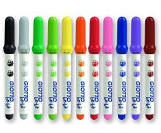 Giotto be-bè 466700 - Estuche 12 rotuladores súper lavables, punta bloqueada que no se hunde (tapón ventilado y capuchón posterior de seguridad)