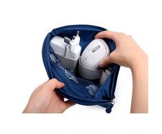 OUNONA Travel Universal Shockproof Charger Organizador de cables Accesorios de electrónica Suministros de PC Ratón Almacenamiento Casos Teléfonos Auriculares Bolsa de viaje de gran tamaño (azul oscuro)