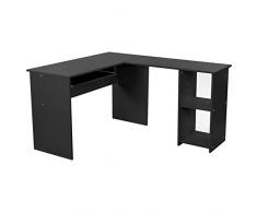 VASAGLE Ordenador, Escritorio de la Computadora Negro en Forma de L, Mesa esquinera para Casa Oficina 140 x 120 cm LCD810B
