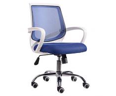 Reclinación administrativa Silla moderna de oficina Ordenador de escritorio Silla Cómoda Silla giratoria de tela blanca giratoria para el hogar Silla de trabajo con brazos y altura ajustable Adecuada