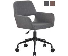 CLP Silla De Oficina Lagos Tapizada En Tela I Silla De Escritorio con Ruedas I Silla De Ordenador Moderna Giratoria I Color: Gris