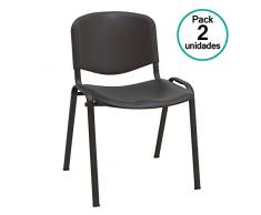 Centrosilla - Silla confidente ISO clásica para Oficina apilable Polipropileno Negro para Salas Espera, Multiusos, confidente (Pack 2 Unidades)