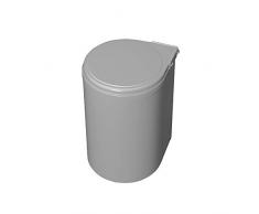 EMUCA - Cubo Basura Puerta de Armario, contenedor de Basura, contenedor de 13L con Tapa automática y fijación a Puerta, plástico, Gris