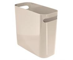 InterDesign Papelera de reciclaje con asas, cubo de basura de plástico, papelera de oficina, cocina o baño, gris topo