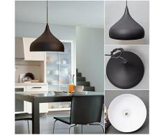 E27 Industrial colgante Lámpara colgante, Las luces del techo, Iluminación interior, Luz blanca cálida, 60W Cortinas de la lámpara Retro lámpara de techo,Colgante de metal (Negro)