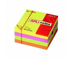 APLI 10974 - Notas adhesivas FUNNY 75 x 75 mm cubo de 400 hojas 4 colores surtidos fluorescente