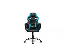 Drift DR50BL- Silla Gaming Profesional, Polipiel, reposabrazos Acolchados, Piston Clase 4, Asiento basculante, Altura Regulable, cojín Lumbar, Color Negro/Azul