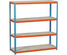 Estantería Metálica Simonforte 1506-4 Chipboard, Kit Simonforte Chipboard, azul/naranja, 2000x1500x600, 4 estantes, Simonrack