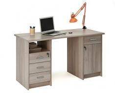 Escritorio mesa de estudio 135cm. Roble shannon, Para ordenador, despacho, habitación juvenil