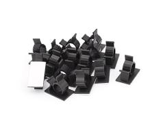 sourcing map 16 Pcs Portaclips Cable 12.5mm Negro Auto-Adhesivo Adhesivo de Abrazadera de sujeción de Cables