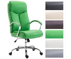 CLP Silla de Oficina XL Vaud en Cuero Sintético I Silla de Escritorio con Reposabrazos I Silla de Ordenador Giratoria I Silla Ejecutiva Color: Verde