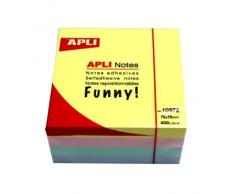 APLI 10972 - Notas adhesivas FUNNY 75 x 75 mm cubo de 400 hojas 4 colores surtidos pastel