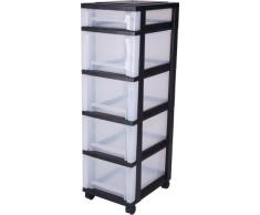 Cajonera con ruedas, cajonera con 5 cajones, cajonera de oficina, cajonera de plastico Negro, cajonera archivador - SDC-314