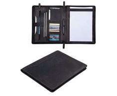 STILORD 'Scott' Carpeta de Documentos de Cuero Portadocumentos Vintage A4 Organizador de Conferencias con Cremallera de Piel, Color:marrón Oscuro