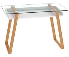 BonVIVO® Escritorio de Diseño MASSIMO, Secretario Moderno Combinado con Cristal, Madera Natural y Estantes Lacados en un Diseño Contemporáneo