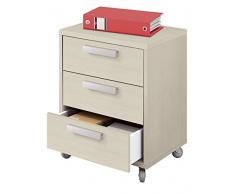 Pitarch Cajonera Escritorio Buck Mesa Kala 3 cajones Color Pino Ruedas Mueble despacho Oficina 55x40