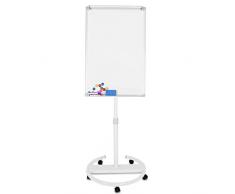 Pizarra de hojas móviles con ruedas con base redonda, formato 60 x 90 cm, altura regulable, con rotuladores, imanes, 25 hojas, esponja para pizarra portapapeles Flipchart, pizarra magnética