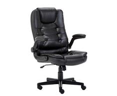 Silla Ejecutiva, IntimaTe WM Heart Silla Oficina Ergonómica con Apoyabrazos Abatibles, Respaldo Alto y Cojín Engrosado para Escritorio y Ordenador，Carga Máxima 150kg, Negro
