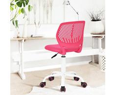Silla de escritorio Fanilife, ajustable y giratoria sin brazos de diseño, para niños, silla para el ordenador, para los deberes, para estudiar, color negro