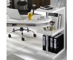 Diseño Escritorio/esquina mesa Taranto Duo, color blanco brillante, incluye Estantería